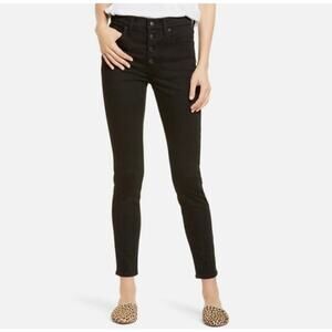 Madewell Sz 33 Black 9” Mid-rise Skinny Jeans Exposed Button-fly Stretchy